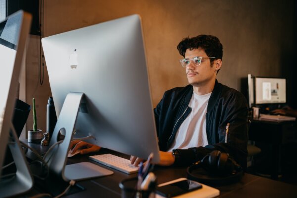 a man sitting at a desk